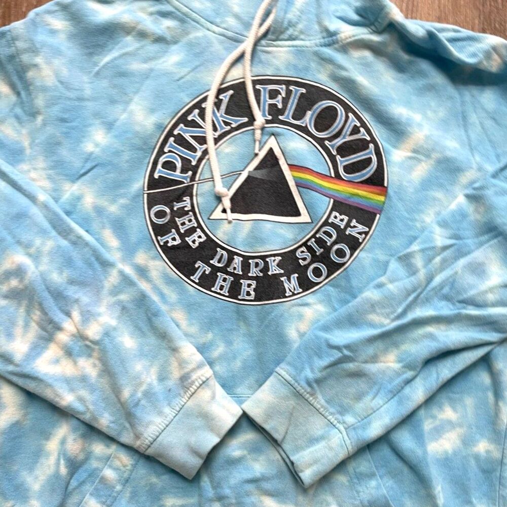 Pink Floyd Dark Side Of The Moon Pullover Hoodie Men M Blue Tie Dye Official